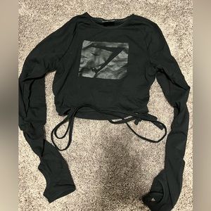 Black Long Sleeve Wrap Around Gymshark Top